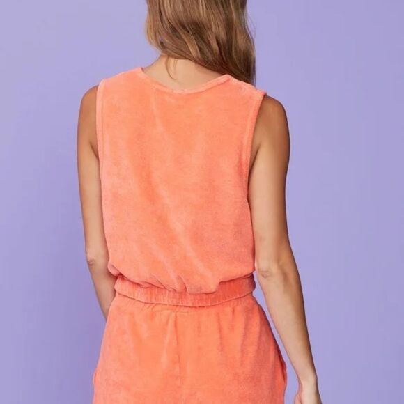 NWT Monrow women's Terry cloth Georgia Peach sleeveless tank top size xxs - Picture 2 of 9